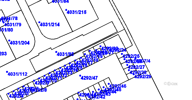 Parcela st. 4292/21 v KÚ Strašnice, Katastrální mapa