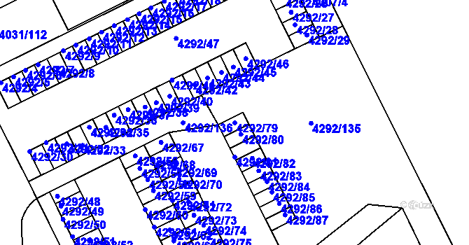 Parcela st. 4292/79 v KÚ Strašnice, Katastrální mapa
