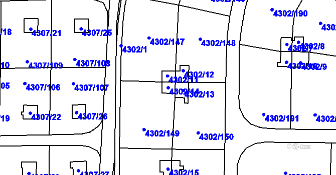 Parcela st. 4302/14 v KÚ Strašnice, Katastrální mapa