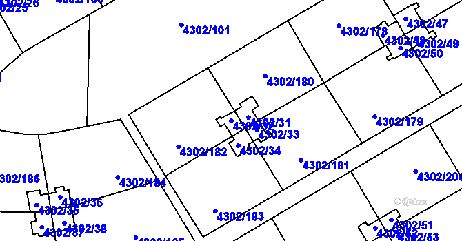 Parcela st. 4302/32 v KÚ Strašnice, Katastrální mapa