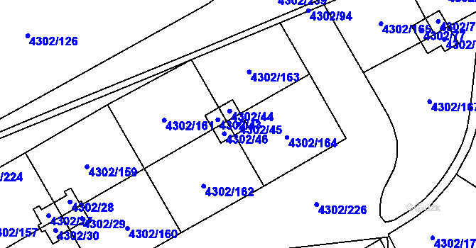 Parcela st. 4302/45 v KÚ Strašnice, Katastrální mapa