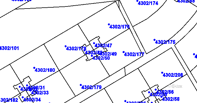 Parcela st. 4302/49 v KÚ Strašnice, Katastrální mapa