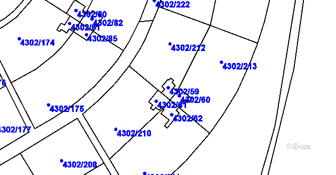 Parcela st. 4302/59 v KÚ Strašnice, Katastrální mapa