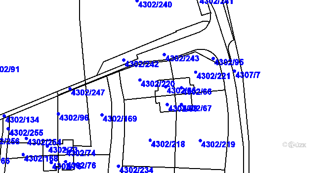 Parcela st. 4302/65 v KÚ Strašnice, Katastrální mapa