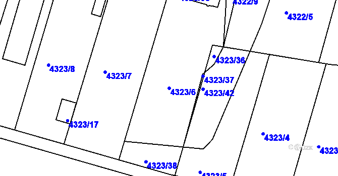 Parcela st. 4323/6 v KÚ Strašnice, Katastrální mapa