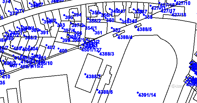 Parcela st. 4388/3 v KÚ Strašnice, Katastrální mapa