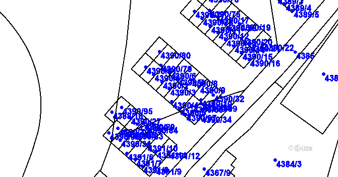 Parcela st. 4390/3 v KÚ Strašnice, Katastrální mapa