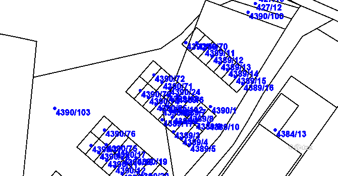 Parcela st. 4390/24 v KÚ Strašnice, Katastrální mapa