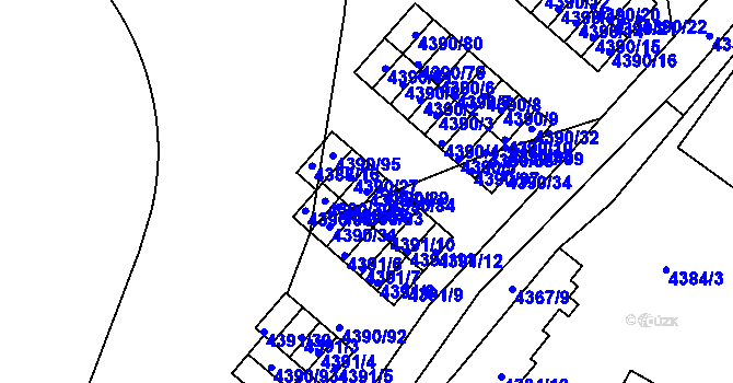 Parcela st. 4390/28 v KÚ Strašnice, Katastrální mapa