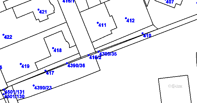 Parcela st. 4390/35 v KÚ Strašnice, Katastrální mapa