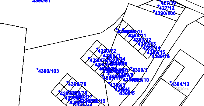 Parcela st. 4390/71 v KÚ Strašnice, Katastrální mapa