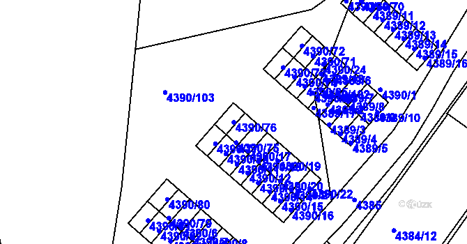 Parcela st. 4390/76 v KÚ Strašnice, Katastrální mapa