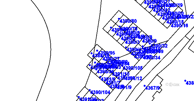 Parcela st. 4390/95 v KÚ Strašnice, Katastrální mapa