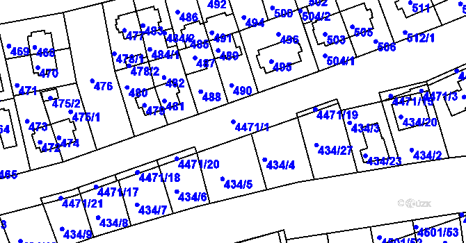 Parcela st. 4471/1 v KÚ Strašnice, Katastrální mapa