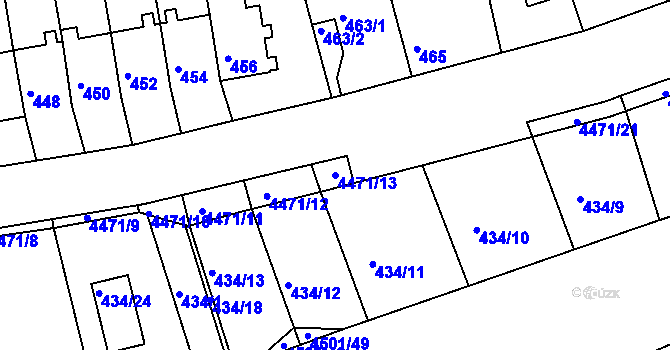 Parcela st. 4471/13 v KÚ Strašnice, Katastrální mapa