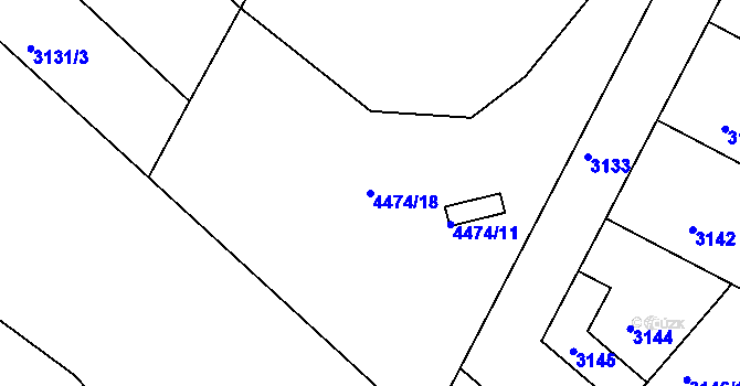 Parcela st. 4474/18 v KÚ Strašnice, Katastrální mapa