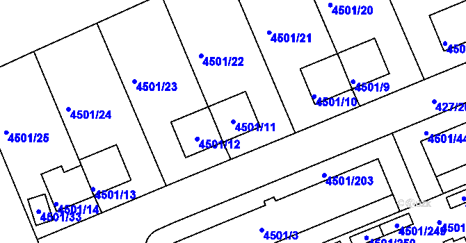 Parcela st. 4501/11 v KÚ Strašnice, Katastrální mapa