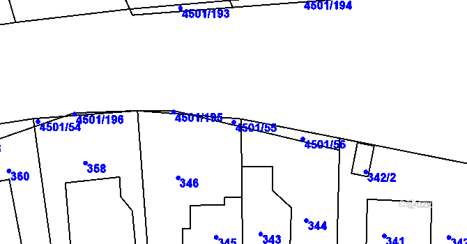 Parcela st. 4501/55 v KÚ Strašnice, Katastrální mapa