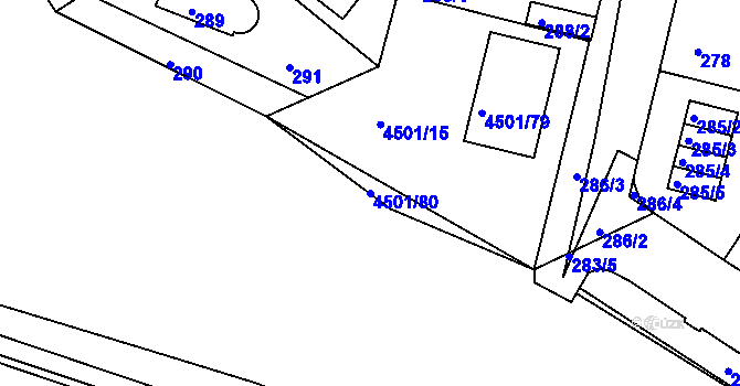 Parcela st. 4501/80 v KÚ Strašnice, Katastrální mapa