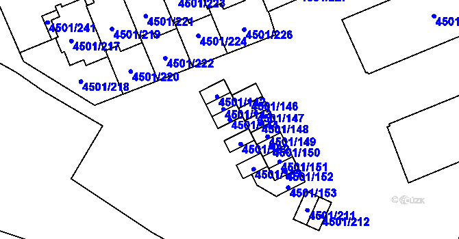 Parcela st. 4501/144 v KÚ Strašnice, Katastrální mapa