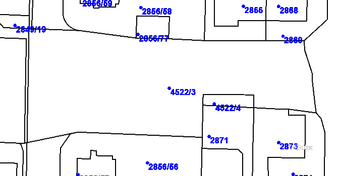 Parcela st. 4522/3 v KÚ Strašnice, Katastrální mapa