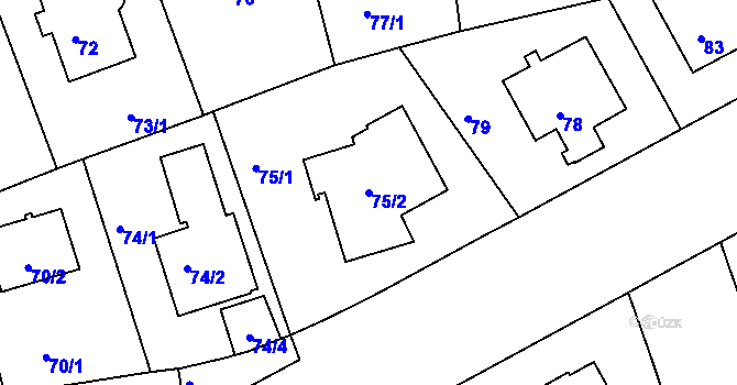 Parcela st. 75/2 v KÚ Strašnice, Katastrální mapa
