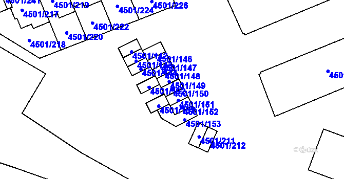 Parcela st. 4501/150 v KÚ Strašnice, Katastrální mapa