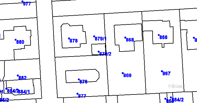 Parcela st. 879/2 v KÚ Strašnice, Katastrální mapa