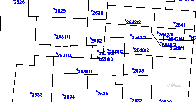 Parcela st. 2531/2 v KÚ Strašnice, Katastrální mapa