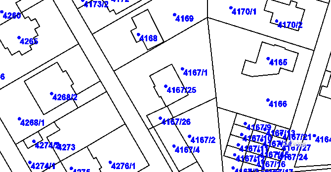 Parcela st. 4167/25 v KÚ Strašnice, Katastrální mapa