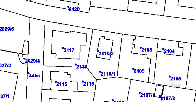 Parcela st. 2110/2 v KÚ Strašnice, Katastrální mapa