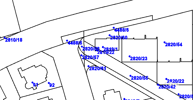 Parcela st. 2819/22 v KÚ Strašnice, Katastrální mapa