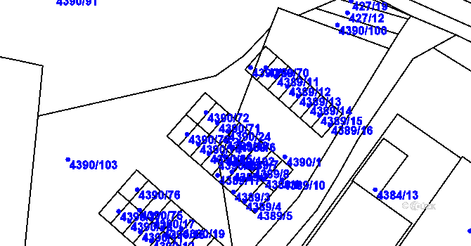 Parcela st. 4390/101 v KÚ Strašnice, Katastrální mapa