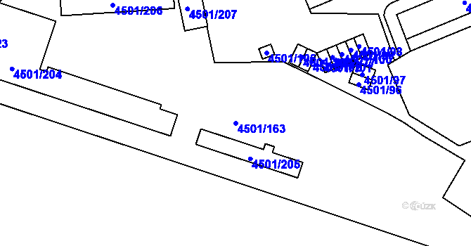 Parcela st. 4501/163 v KÚ Strašnice, Katastrální mapa