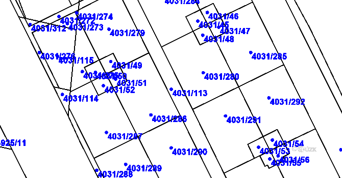 Parcela st. 4031/113 v KÚ Strašnice, Katastrální mapa
