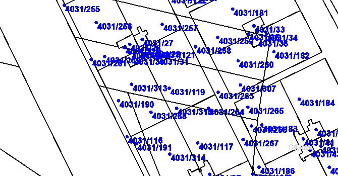 Parcela st. 4031/119 v KÚ Strašnice, Katastrální mapa