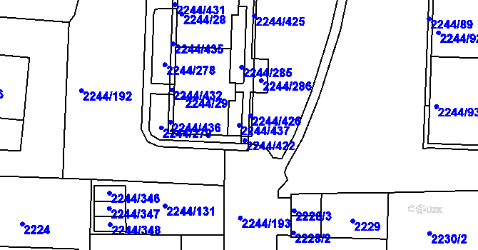 Parcela st. 2244/437 v KÚ Strašnice, Katastrální mapa