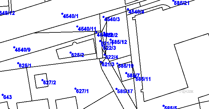 Parcela st. 622/4 v KÚ Strašnice, Katastrální mapa
