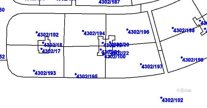 Parcela st. 4302/100 v KÚ Strašnice, Katastrální mapa