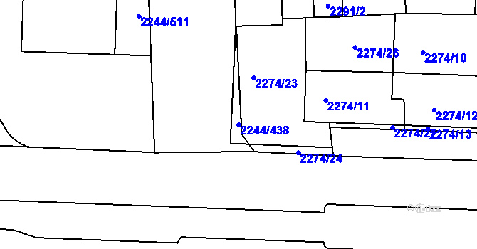Parcela st. 2244/438 v KÚ Strašnice, Katastrální mapa