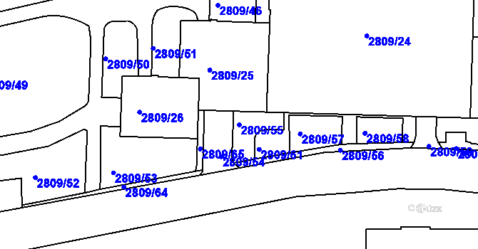 Parcela st. 2809/55 v KÚ Strašnice, Katastrální mapa