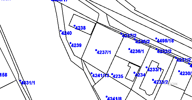 Parcela st. 4237/1 v KÚ Strašnice, Katastrální mapa