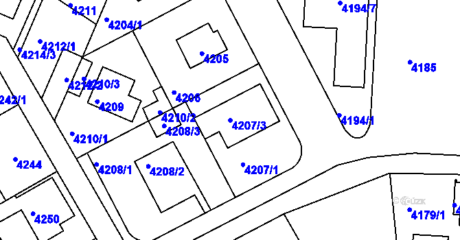 Parcela st. 4207/3 v KÚ Strašnice, Katastrální mapa