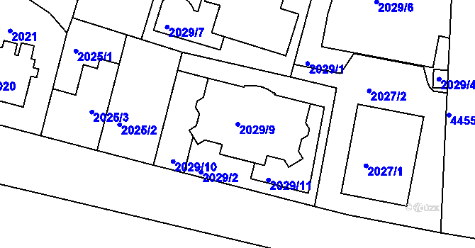 Parcela st. 2029/9 v KÚ Strašnice, Katastrální mapa