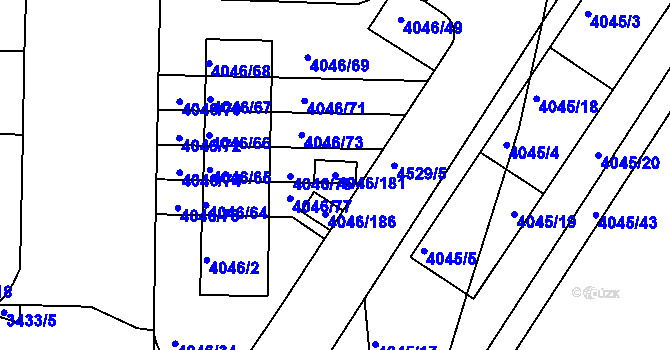 Parcela st. 4046/181 v KÚ Strašnice, Katastrální mapa