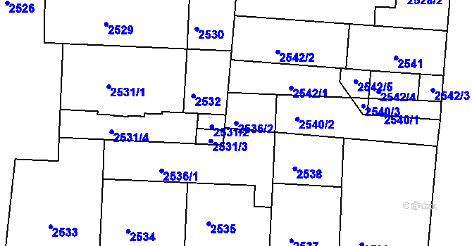 Parcela st. 2536/2 v KÚ Strašnice, Katastrální mapa