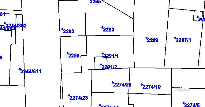 Parcela st. 2291/1 v KÚ Strašnice, Katastrální mapa