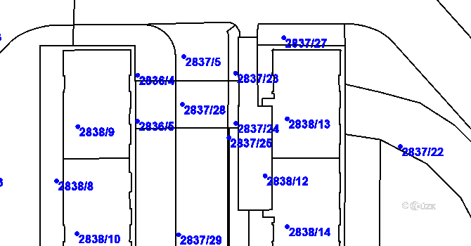 Parcela st. 2837/24 v KÚ Strašnice, Katastrální mapa