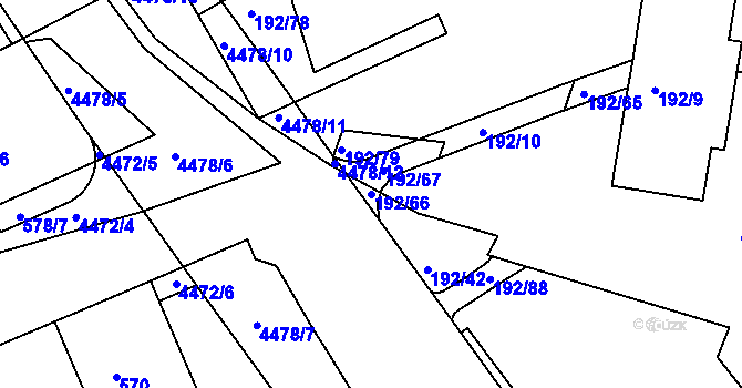 Parcela st. 192/66 v KÚ Strašnice, Katastrální mapa