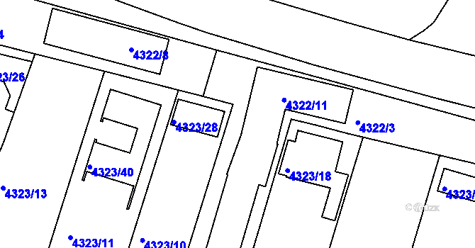 Parcela st. 4323/29 v KÚ Strašnice, Katastrální mapa